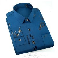 Erkekler için basılmış erkek elbise gömlekleri uzun kollu gündelik eğlence moda Koreli olmayan demir iş gömleği yüksek kalite