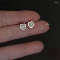 Stud Sterling Gümüş Kore Mikro Kirli Kristal Opal Kalp Kaplama 14K Altın Küpe Kadın Basit Cazibe Partisi Jewelrystud Moni22