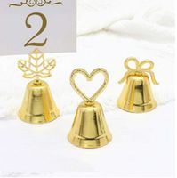 Decoração de festa Silver Gold Color Bell Place Holder Po Clip Presente para Mesa de Casamento Favors