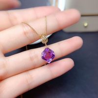 Pendant Necklaces 18k Gold Inlaid Natural Amethyst Female Crystal Full Fire Sparkle Inlay Support DetectionPendant NecklacesPendant