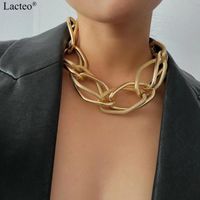 Lacteo punk multi -camadas de coloração dourada jóias de gargantilha para mulheres Hip Hop Big grossa grossa de colar de corrente de clavícula