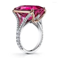 Wedding Rings Fashion Rose Red Large Crystal Stone For Women...