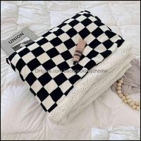 Battaniyeler ev tekstil bahçe retro retro dama tahtası ekose sonbahar kış kalın sıcak şal kanepe yatak bulanık yumuşak battaniye 100x150cm 150x200c