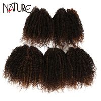 Nature Short African Natural Black Curl Hair Bundles Synthetic Weave Afro Kinky Curly Weaving Black Blonde 8 Inch Hair Bundle 220622