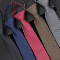 Men' s Lazy Tie Solid Color Skinny Zipper Ties Red Black...