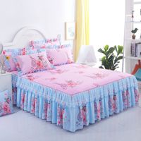 3pcs set zımpara dantel yatak moda moda kraliçe yatak etek kalınlaştırılmış iki katmanlı tek çift kişilik yatak tozu fırfır yatak kapağı 220525