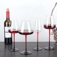 Wine Glasses Burgundy Red Rod Black Bottom Concave Glass Cry...