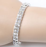 2016 Hot Clear Spring Silver Plated 2- Rows Crystal Rhineston...