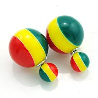 Pendientes de la perla de la manera de la venta caliente raya doble del color pendientes de la bola para las mujeres joyería hipoalérgica envío gratis