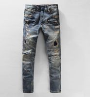 Топ-джинсы NWT BP Мужская модная подиум Distroyed Проблемные узкие эластичные байкерские джинсы Размер 28-38 (# 0905)