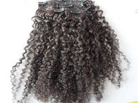new chinese curly hair weft clip in kinky curl weaves unproc...