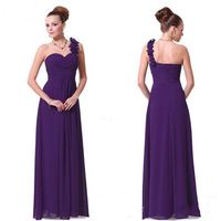 Generous Dress Long Purple Bridesmaid Dresses A- line One Sho...