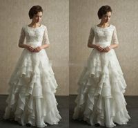 Half Sleeves Wedding Dresses Modest Wedding Gowns with Lace ...