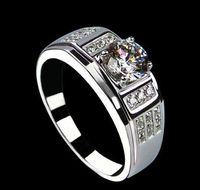 Freies verschiffen Fine 0.85CT Simulation Diamantring für Mann, Luxus Qualität Mann Ring, 14K Weißgold Überzogene Sterlingsilber Ringe für Mann