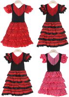 Meninas vestido lindo espanhol flamenco dançarino fantasia crianças vestido de dança roupa