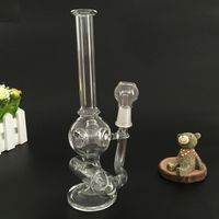 Two function Mini Oil rig recycle glass water pipes Bubbler Glass Bong Inline to Donut Percolator 14mm Male joint size
