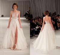Elie Saab Aftonklänning Sheer Backless Evening Gowns Cap Sleeve Beaded Broderi Long Tulle Prom Klänningar med Side Slit