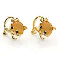 Fashion Animal Stud Earrings New Lovely Gold Plated Brown Op...