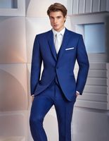 Venda quente Azul Royal Ternos Dos Homens Para O Casamento Slim Fit Groomsmen Smoking Três Peças Bonito Terno Do Casamento (Jaqueta + Calça + Colete)