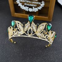 New Style Luxury Gold Bridal Crown with Green Royal Blue Red...