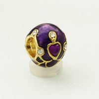 wholesale and retail Factory Metal Jewelry Enamel heart crystal Faberge Egg Rushion Egg Beads Fits for Bracelets
