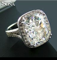 Sona 8 Karat Diamond Silver Rainha Anel extra grande diamante Euro-americano exagerando tendsetting cor de cor IJ casamento ou anel de noivado