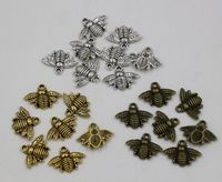 Venda quente ! 210 pcs Antique prata / ouro / Bronze liga de zinco Adorável Single-sided Bee charme pingente 16x20mm DIY jóias