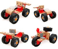 Wooden Cars Toys Kids Model Cars DIY Assemble The Racing Veh...