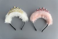 New Arrival Fashion Boże Narodzenie Zespoły do ​​włosów Dla Dzieci Fuzzy Opaski na dziewczyny Glitter Crown z koralikami Akcesoria do włosów dla dzieci