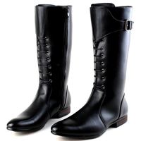 Italian Design New Tide Long Boots For Men Pointed Toe Lace ...