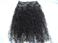 brazilian human virgin remy afro kinky curly hair weft clip ...
