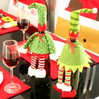 Christmas Wine Fles Covers Red Wine Bags Decoratie Santa Snowman Stijl met Rode Mooie Tie 2 stks met Retail Pakket Drop Shipping