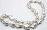 GENUINE NATURAL 20- 25MM RAINBOW BAROQUE WHITE PEARL NECKLACE...
