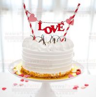 Hurtownie Miłość Heart Wedding Cupcake Toppers Party Favors and Gifts Cake flagi Banner Do Pieczenia Dekoracji Dzieci Urodziny Motyw Myry