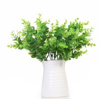 Sztuczny krzew z łodygami w zielonym faux plastikowy eukaliptus liście krzaki fałszywe symulacja rośliny zieleni pakiet 10