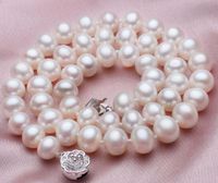 Collana di perle di AKoya bianca 8-9mm Collane di perline da 18 pollici per le donne Chiusura in argento 925