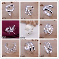 high grade sterling silver plated rings 10 pieces mixed styl...