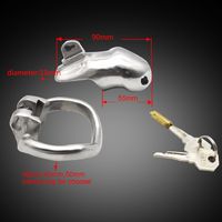 Stainless Steel Male Chastity Device, Cock Cage Virginity Loc...