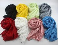 Nowa Moda Kobiety Woal Pure Scarf Drobe Bawełny Cukierki Kolor Szal Wrap Beach Silk Scarves Headscarf Pashmina