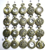 Estilos Mix Steampunk Homens Retro antigo esqueleto oco Pocket Watch Cadeia Preto Bronze relógios de quartzo presente de Natal colar relógios