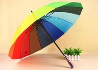 Gökkuşağı Şemsiye 2020 Yüksek Kalite 16K Otomatik Uzun sap Şemsiye Güneşli Yağmurlu Gökkuşağı Yetişkin Renk Şemsiye
