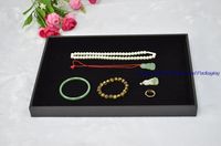 14" berceau de support de plateau de plat d'affichage de bijoux en velours noir pour collier de perles de 4pcs cas de stockage anneaux / lot