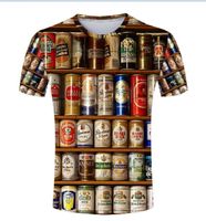 ホットセールスヒップホップTシャツ男性3 dスタックビールボトル缶カジュアルファッションラウンドネック夏男性ティー服半袖