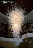 Heißer Verkauf Geblasenes Glas Kronleuchter Weiße Farbe Große Hotel Lobby Decor LED Art Glas Kronleuchter und Pendelleuchte