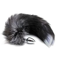 Negro Faux Fox Tail Adult Sex Toy Plug Plug Anal tapón Butt Toy Sex Producto # R21