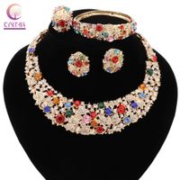2 colores conjuntos de joyas de moda de venta directa Collar de mujeres para el partido de la boda collar de cuentas de cristal de Boho con pendientes 2016