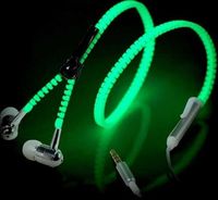 Auricolari luminosi Zipper Bass Headphons Glowing Headset Sport Wire Earpiece con microfono per iphone 6 7 8 Samsung Galaxys 7 8 9
