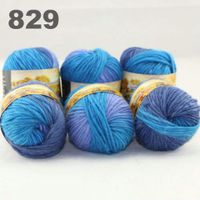 6balls colorful hand- knitted wool segment dyed coarse yarn f...