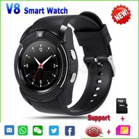 V8 Smart Watch met SIM-kaart TF-kaart 0.3MP Camera Ronde Sport Horloge Bluetooth SmartWatch voor iPhone Android-smartphone versus DZ09 GT08