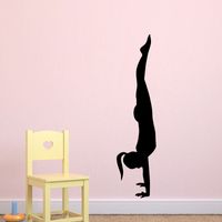 Woman Yoga Pose Pilates Gym Sport Wall Stickers Vinyl Art Murals Home Decor Bedroom Wall Decals